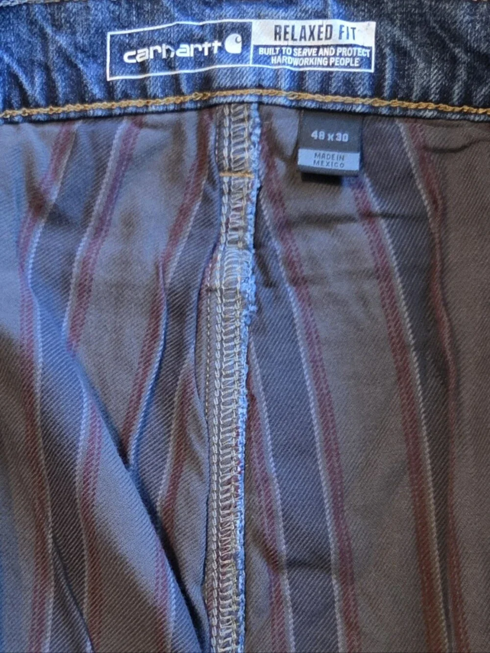 Carhartt Jeans Flannel Lined Men’s 48x30 Blue Relaxed Fit Denim Workwear
